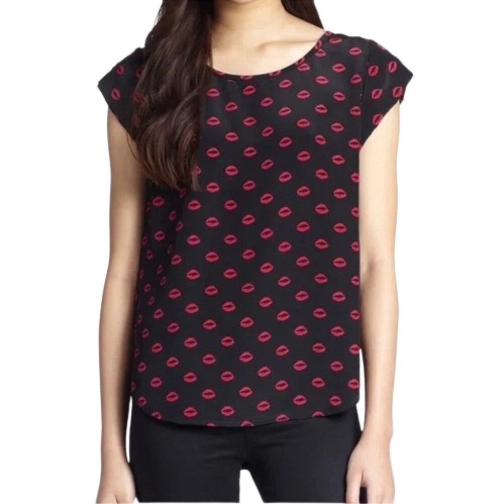 Joie Rancher Silk Lip Print Top